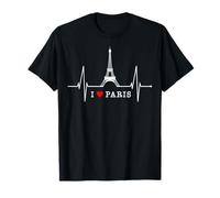 Paris Skyline Battement de Cœur I Love Tour Eiffel Amour T-Shirt