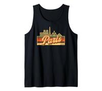 Paris Skyline & France Retro Stripes - French Pride Débardeur