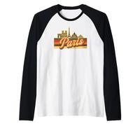 Paris Skyline & France Retro Stripes - French Pride Manche Raglan
