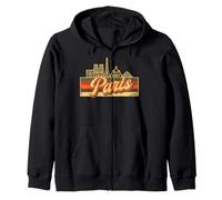 Paris Skyline & France Retro Stripes - French Pride Sweat à Capuche