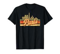 Paris Skyline & France Retro Stripes - French Pride T-Shirt