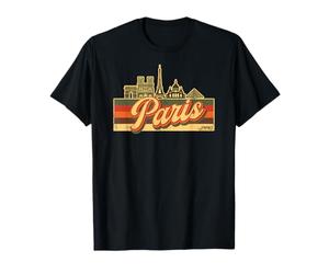 Paris Skyline & France Retro Stripes - French Pride T-Shirt