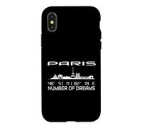 Paris Skyline GPS Coordonnées Silhouette Vacances France Coque pour iPhone X/XS