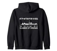 Paris Skyline GPS Coordonnées Silhouette Vacances France Sweat à Capuche