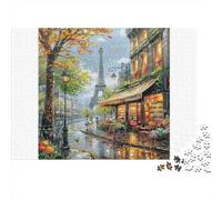 Paris Street Scene 100% Recycled Cardboard Cherry Paris Road 1000 Piece Jigsaw Puzzle for Adults Beautifully Illustrated Unique 38x26cm/1000pcs