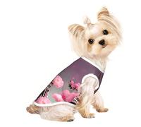 Paris Street Tour Eiffel imprimé floral rose T-shirt léger d'été frais respirant pour chien, vêtements extensibles sans manches pour animaux de compagnie