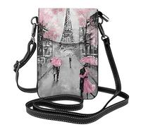 Paris Street Tour Eiffel Rose Floral Porte-monnaie pour téléphone portable :>> Petit portefeuille en cuir à bandoulière pour femme Sac à bandoulière avec fentes pour cartes de crédit 7,6 x 2,9 pouces