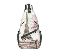 Paris Street Tour Eiffel Rose Imprimé Floral de Poitrine Bandoulière, Sac À Bandoulière Décontracté, Adulte Et Adolescent Hommes Et Femmes dos De Voyage Léger