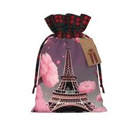 Paris Street Tour Eiffel rose imprimé floral sacs cadeaux réutilisables sacs de décoration festifs avec cordon de serrage pochettes pour anniversaires de mariage
