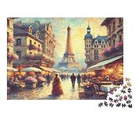 Paris Streets Casse-tête 1000 Pièces avec Emboîtement Parfait, Grand Puzzle Paris Streetspuzzle De Détente pour La Décoration Murale DIY, Secret Santa Original 70x50cm/1000