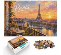 Paris Sunset Skyline Puzzle Adulte 1000pcs (38x26cm) Idée Cadeau | Pour Noël et les soirées d'hiver : ce puzzle adulte 1000 pièces offre une activité calme entre deux moments festifs.