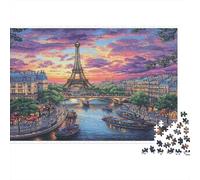 Paris Sunset View Colourful Rainy Paris Path 1000 Pieces Adult Jigsaws for Adults & Kids Fun Rainy Day Activity 52x38cm/1000pcs