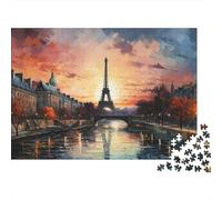 Paris Sunset Vue_1 Grille 1000 Pièces Adolescents Cadeau Fête des Mères Défi Intellectuel Fabriqué en Europe Puzzle Éducatif Papier Non Toxique 38x26cm/1000pcs