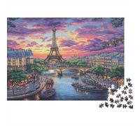 Paris Sunset Vue Casse-tête 1000 Pièces avec Découpe Précise, Jeu De Puzzle Classique activité Zen pour Une Décoration Murale, Idée Cadeau Anniversaire 70x50cm/1000pcs