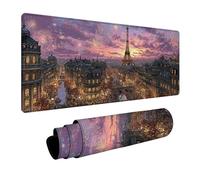 Paris Tapis de Souris XXL, Grand sous Main Bureau 800x400x3mm Tour Eiffel, Haute Précision et Vitesse Mouse Pad, Desk Mat avec Base en Caoutchouc, Gaming Accessoire Bureau, pour Gamer, Laptop 9-6170