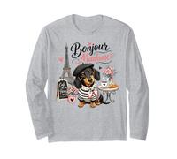 Paris Teckel Bonjour Madame French Cafe Amoureux des Chiens Manche Longue
