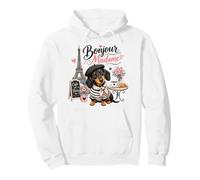 Paris Teckel Bonjour Madame French Cafe Amoureux des Chiens Sweat à Capuche
