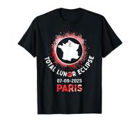 Paris - Total Lunar Eclipse Blood Moon 7 Sep 2025 FR Map T-Shirt
