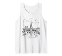 Paris Tour Eiffel Croquis Paysage Urbain Art Souvenir Débardeur