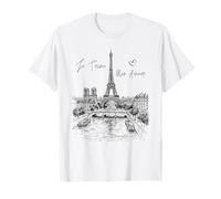 Paris Tour Eiffel Croquis Paysage Urbain Art Souvenir T-Shirt