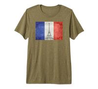 Paris Tour Eiffel et Drapeau français T-Shirt Haut de Gamme
