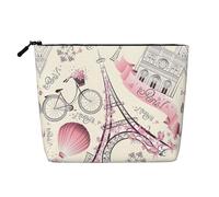 Paris Tour Eiffel Fleur Faux Chanvre Trousse de Maquillage Organisateur de Toilette - Un Paquet pour Plusieurs UTILISATIONS quotidiennes, Compagnon de voyage d'affaires, Noir, Taille unique