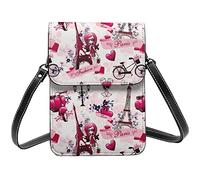 Paris Tour Eiffel France Coconut Beach Sunset Hamac Crossbody Cell Phone Purses for Women, PU Leather Cute Printed Small Mobile Phone Wallet