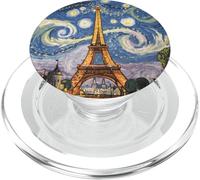 Paris Tour Eiffel Retro Art Van Gogh Nuit étoilée PopSockets PopGrip pour MagSafe