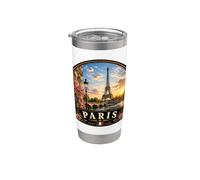 Paris Tour Eiffel Rivière Seine Floral Gobelet isotherme en acier inoxydable double paroi