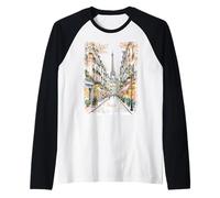 Paris Tour Eiffel Street Art Design Souvenir Manche Raglan