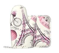 Paris Tower Gants de four et manique pour cuisine et four à micro-ondes, gants en silicone anti-chaleur + coussinet anti-chaud (gant gauche)