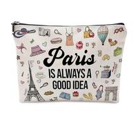 Paris - Trousse de toilette pour femme - Impression double face - En toile imperméable - Avec film intérieur blanc - Pour voyage et quotidien - Souvenirs de Paris, b, Classique
