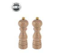 PEUGEOT Duo moulins Paris u'Select 18 cm – 6 réglages, Zirlion, sel glace, bois PEFC, Naturel