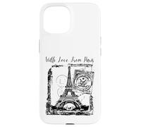 Paris with Love from Paris France French Postcard Coque pour iPhone 15