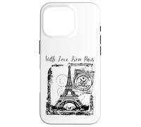 Paris with Love from Paris France French Postcard Coque pour iPhone 16 Pro