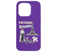Parisian Dreams, Tour Eiffel, Chien et vélo, Love Paris Coque pour iPhone 15 Pro