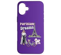 Parisian Dreams, Tour Eiffel, Chien et vélo, Love Paris Coque pour iPhone 16 Plus