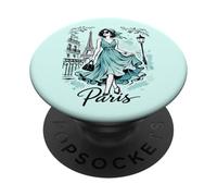 Parisienne Nuit Balade Art Romantique Femmes Paris Tour Eiffel PopSockets PopGrip Adhésif