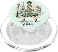Parisienne Nuit Balade Art Romantique Femmes Paris Tour Eiffel PopSockets PopGrip pour MagSafe