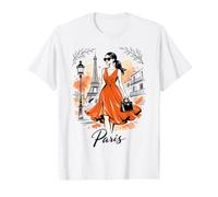 Parisienne Nuit Balade Art Romantique Femmes Paris Tour Eiffel T-Shirt Graphique avec Valeur