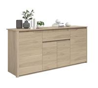 Parisot Buffet bas Betty – Panneaux de particules, chêne dakota, 4 portes 1 tiroir, L185×P46×H85,5cm