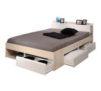 Parisot Lit adulte COMBO 160x200 cm - Chêne et blanc - 3 tiroirs