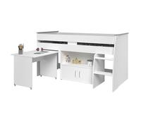 Parisot Lit combiné MARCELLE - Avec bureau et rangements - 90x200 cm - Blanc
