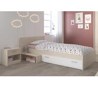 Parisot 2498CH1T LUCAS Chevet Panneaux de particules Acacia Clair/Blanc 44 x 28,5 x 40 cm