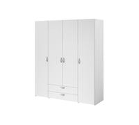 Armoire VARIA - Décor blanc - 4 portes battantes + 2 tiroirs - L 160 x H 185 x P 51 cm - PARISOT
