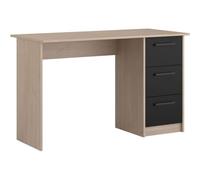 Parisot Bureau Droit 3 tiroirs - Décor Chene Brooklyn - L 121,4 x P 55 x H 74.5 cm - Essentielle