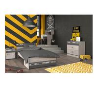 PARISOT Chambre enfant complète - Industriel - Décor gris loft et ombre - l 90 x L 200 cm - NOA