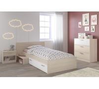 PARISOT Chambre Enfant Complete style contemporainReproduction acacia clair et blanc - l 90 x L 190 cm - CHARLEMAGNE
