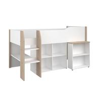 Parisot Combine Enfant - Decor Blanc et Chene Jackson - Sommier Inclus - 90x200 cm - Liam