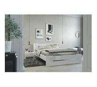 PARISOT Lit adulte - Contemporain - Décor blanc et blanc brillant - l 140 x L 190 cm - EDEN